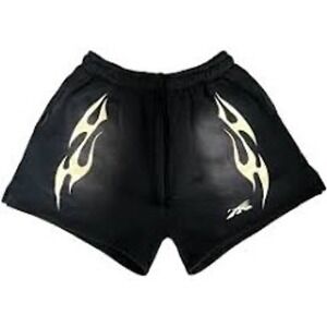 Hellstar Flame track shorts Sweatshorts Black‎ Large New With Tags